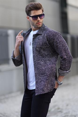 Antrasit Desenli Regular Fit Erkek Gömlek 6717