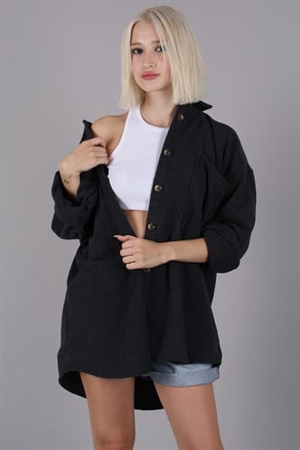 Antrasit Oversize Gömlek Ceket MG1562