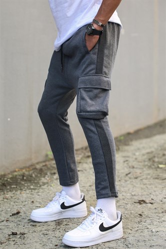 Antrasit Yandan Cepli Basic Eşofman Altı 4801