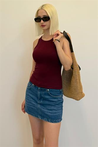 Bordo Kalın Askılı Regular Kesim  Basic Atlet MG2059