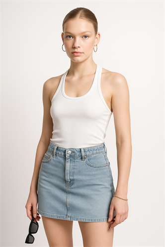 Beyaz Halter Yaka Kadın Atlet Mg2529