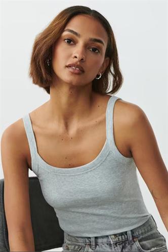 Gri Fitilli Görünümlü Askılı Basic Atlet MG2236