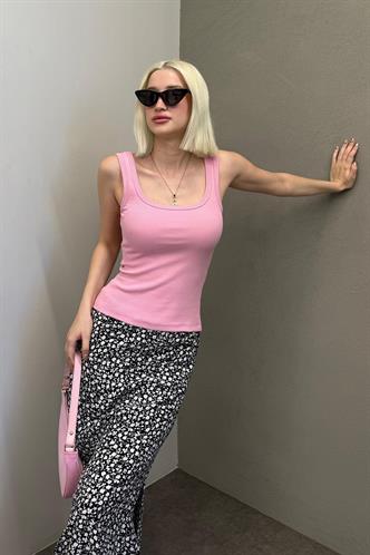 Pembe Fitilli Görünümlü Askılı Basic Atlet MG2057