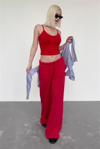 Kırmızı Askılı V Yaka Crop Top MG2454