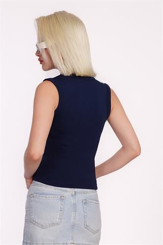 Lacivert V Yaka Biyeli Kadın Atlet Mg2292