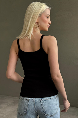 Siyah Biyeli Vücudu Saran Fitilli Modern Kesim Atlet MG2681