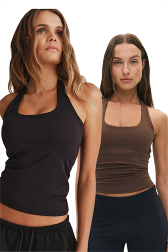 Kahverengi/Siyah Halter Yaka Kadın Atlet 2li Set  MG2680