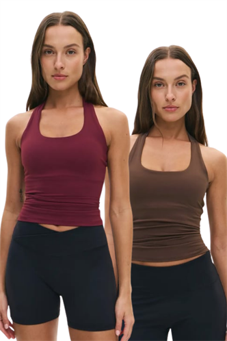 Bordo/Kahverengi Halter Yaka Kadın Atlet 2li Set  MG2680