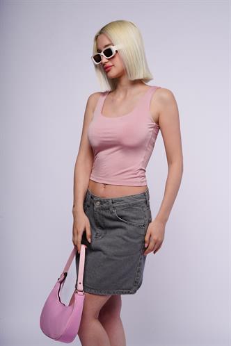 Pembe Kalın Askılı Kadın Bluz MG1998
