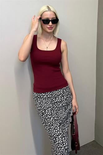 Bordo Fitilli Görünümlü Askılı Basic Atlet MG2057