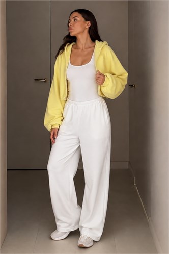 Beyaz Barrel Fit Kadın Eşofman Altı MG2553
