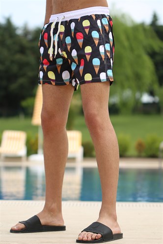 Madmext Black Printed Swim Wear Short 2639