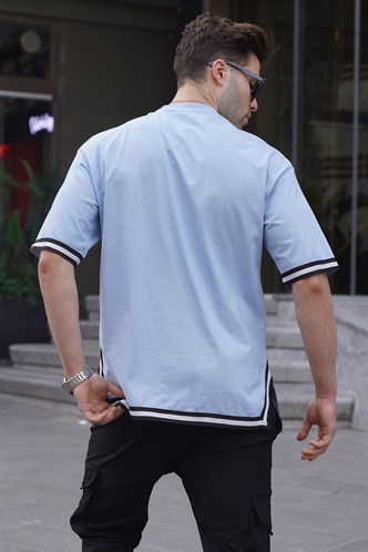 Bebe Mavisi Bisiklet Yaka Şeritli Tişört 6097