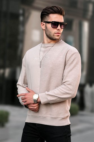 Bej Basic Erkek Sweatshirt 6010