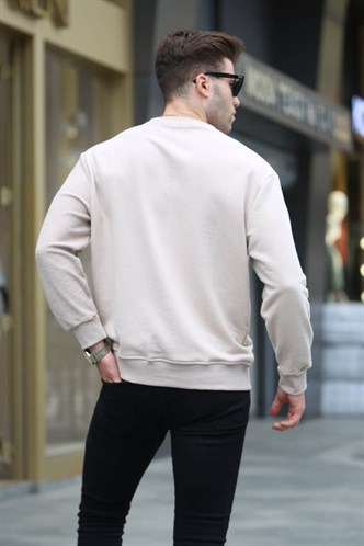 Bej Basic Erkek Sweatshirt 6010