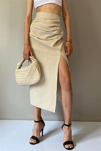Beige Basic Linen Skirt MG1540