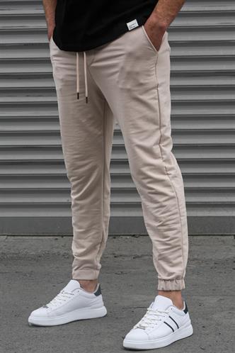 Bej Basic Paçası Lastikli Erkek Eşofman 5494