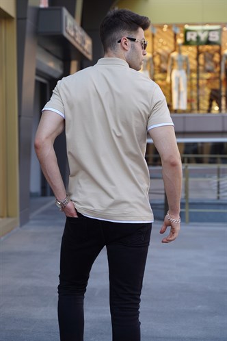 Bej Basic Polo Yaka Tişört 5885