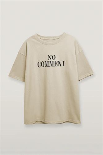 Bej Baskılı Bisiklet Yaka Kadın Tişört MG1763