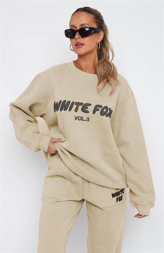 Bej Bisiklet Yaka Baskılı Sweatshirt MG1904