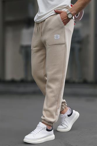 Bej Cep Detaylı Erkek Basic Eşofman Altı 6522
