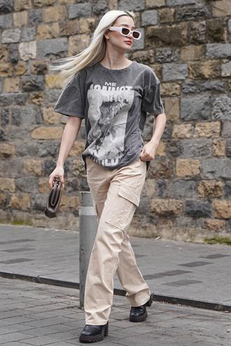 Bej Cep Detaylı Kargo Pantolon MG1602