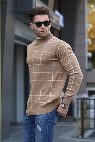Beige Designed Knitwear Sweater 5796
