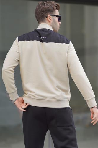 Bej Fermuar Yaka Basic Erkek Sweatshirt 6157
