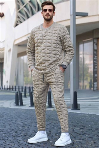 Bej Kapitone Desenli Eşofman Takımı 5907