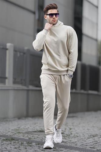 Bej Kapüşonlu Basic Eşofman Takımı 5928