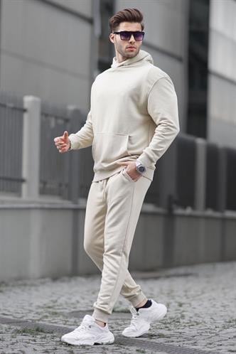 Bej Kapüşonlu Basic Eşofman Takımı 5928