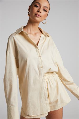 Bej Oversize Basic Kadın Gömlek MG1794