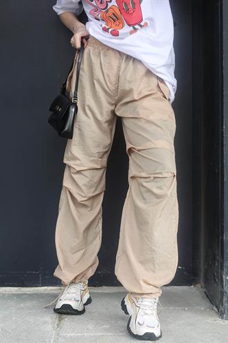 Bej Paraşüt Jogger Kadın Pantolon MG1726