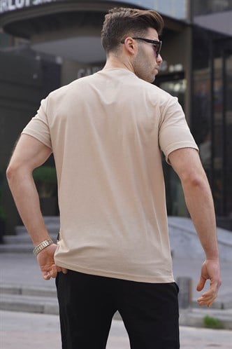 Bej Regular Fit Basic Erkek Tişört 6069