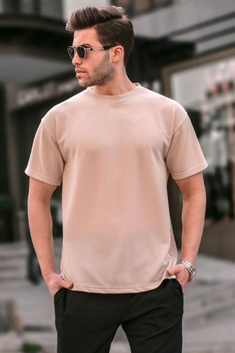 Bej Regular Fit Basic Erkek Tişört 6099
