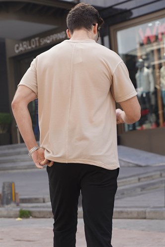 Bej Regular Fit Basic Erkek Tişört 6099