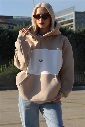 Beige Block Color Sweatshirt MG1544