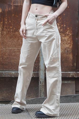 Bej Straight Fit Kargo Pantolon MG1601