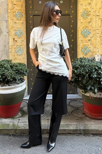 Siyah Yüksek Bel Kloş Kadın Bermuda Şort MG2590