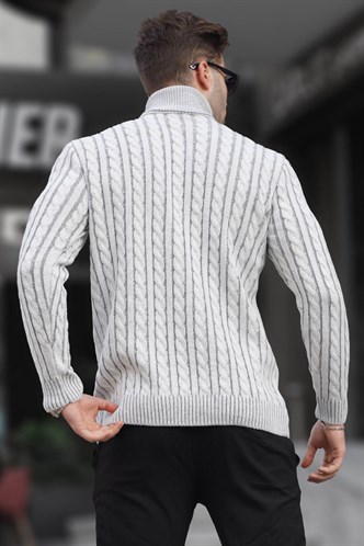 White Turtleneck Knitwear Sweater 6317