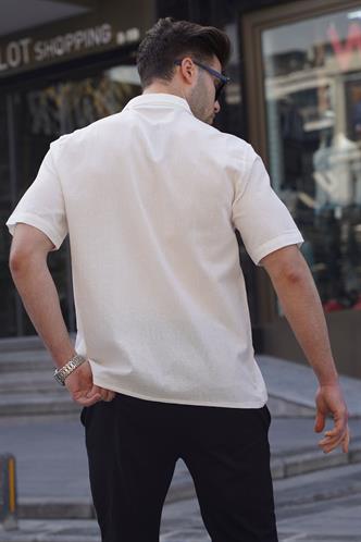 Beyaz Basic Kısa Kollu Erkek Gömlek 5598