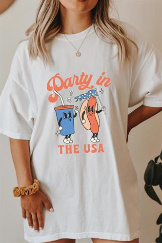 Beyaz Baskılı Bisiklet Yaka Kadın Tişört MG1777