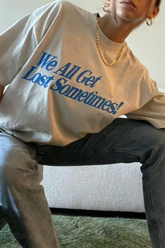 Women Printed Oversize White T-Shirt MG1532