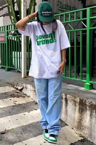 Women Printed Oversize White T-Shirt MG1489