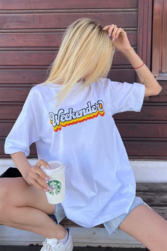 Women Printed Oversize White T-Shirt