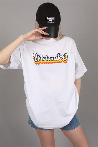 Women Printed Oversize White T-Shirt