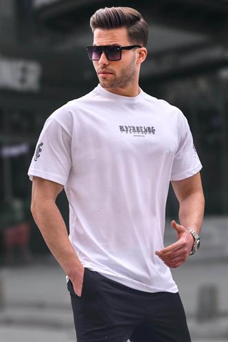 Beyaz Bisiklet Yaka Erkek Tişört 6112