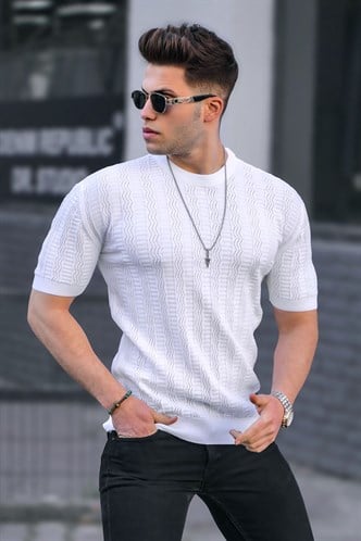 Men Designed White T-Shirt 5686