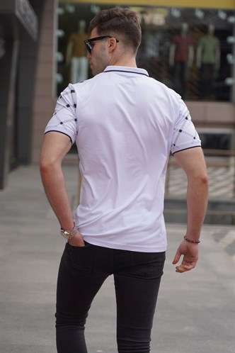 Beyaz Düğmeli Polo Yaka Erkek Tişört 5867