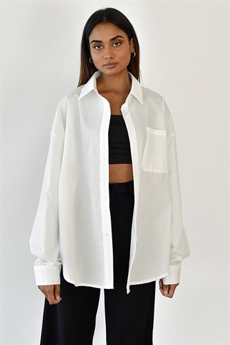 White Oversize Basic Poplin Shirt MG1530